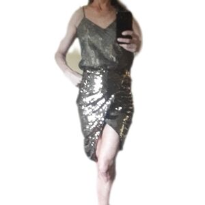 BCBGMaxAzaria Black and Gold Lace Camisole